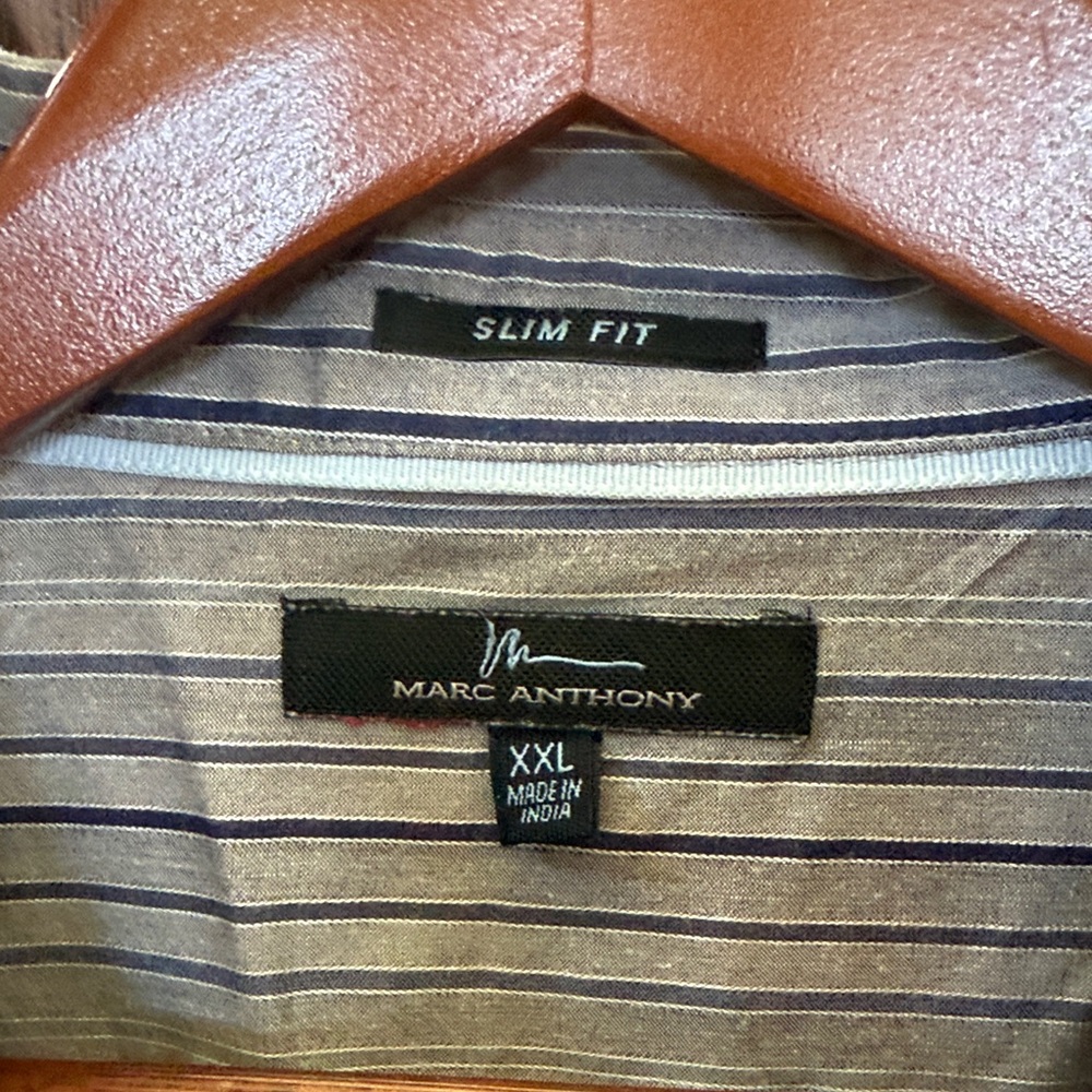 Marc Anthony Gray and Blue Striped Shirt